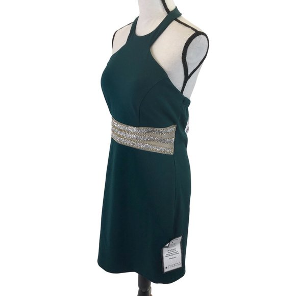 Speechless Womens Glitter Waist Green Halter Backless Prom Dress Juniors 13 - Picture 3 of 7